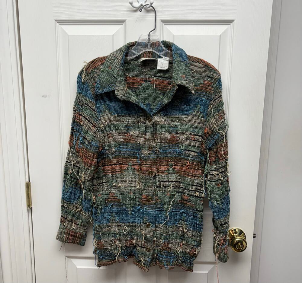 Monterey by Koret Sweater Boho Fisherman Cardigan Weaved Beach Wear, Women's L